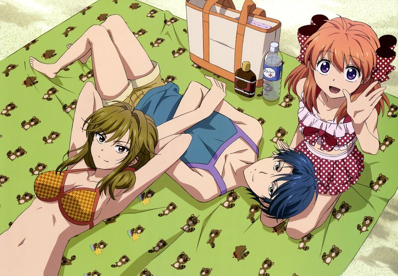 Three Girls on Beach — Green