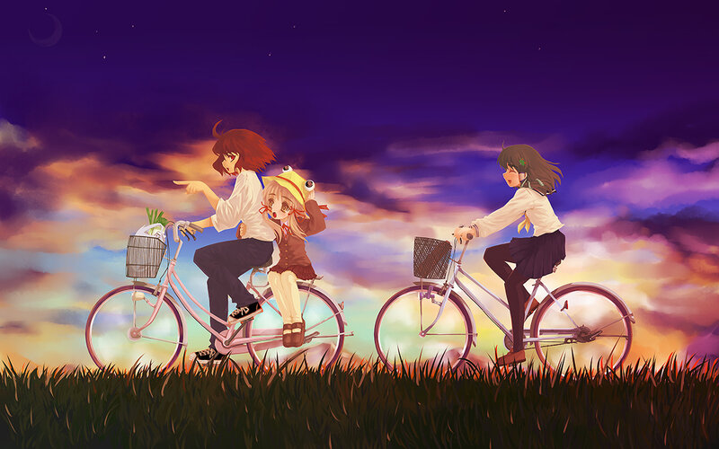 Three Girls on Bicycles
