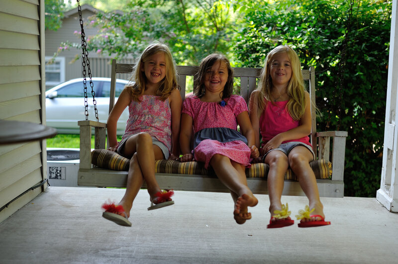 Three Girls on Porch Swing