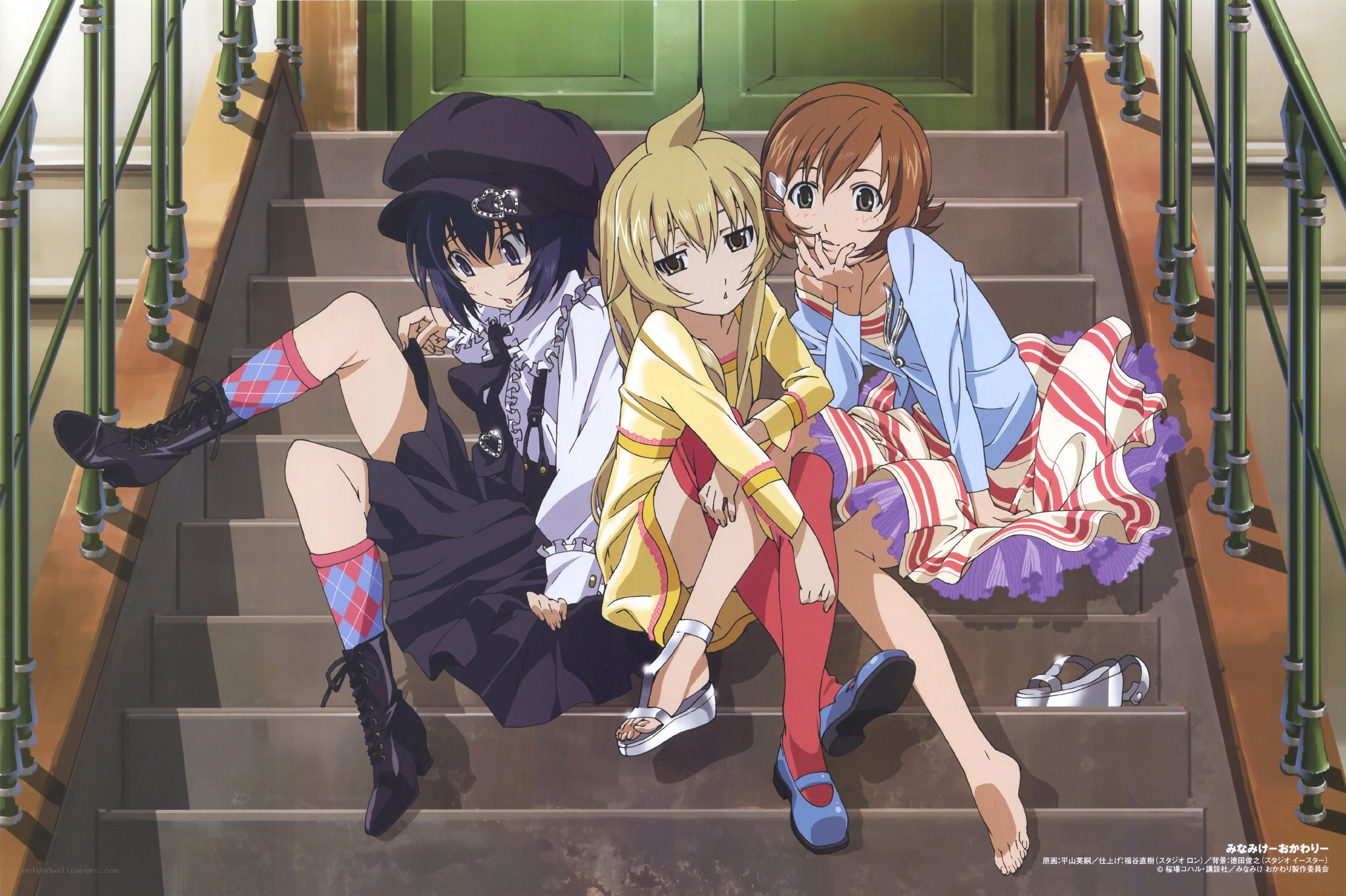 Three girls on stairs