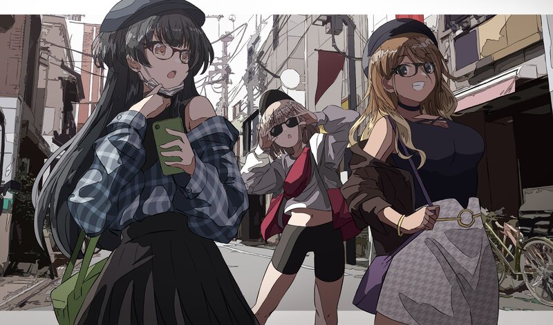 Three Girls on Street