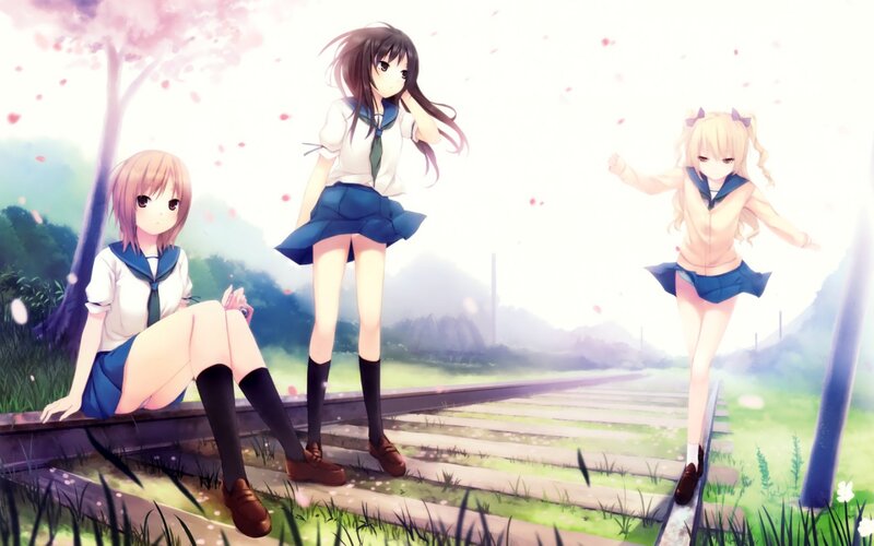 Three Girls on Train Tracks