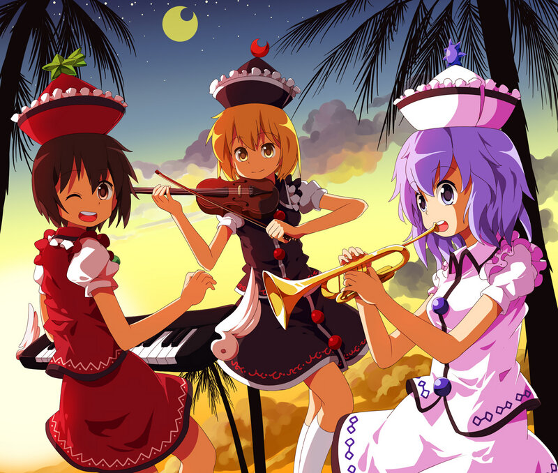 Three Girls Playing Instruments — Purple