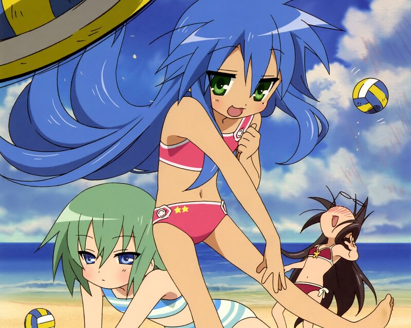 Three Girls Playing Volleyball