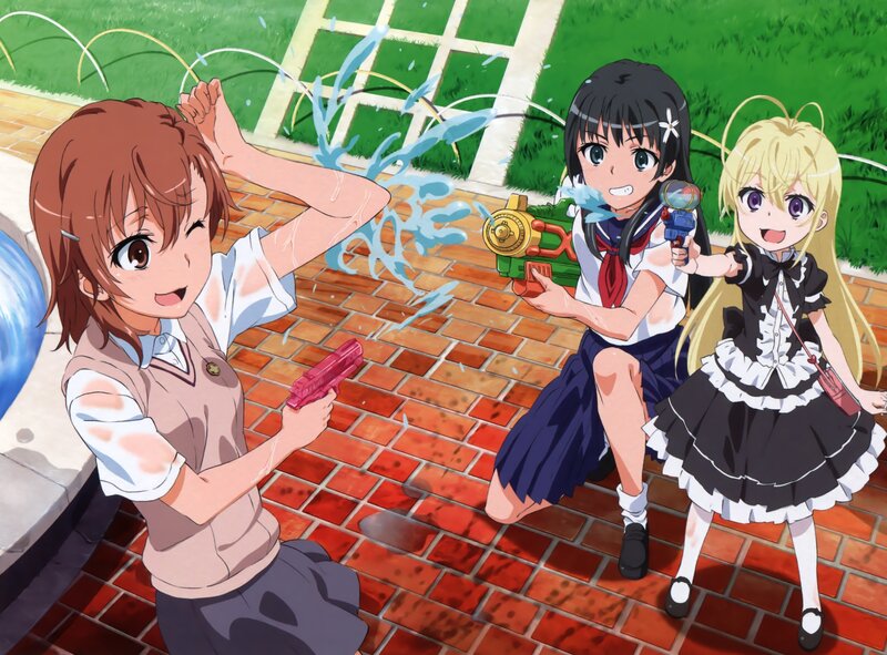 Three Girls Playing Water Guns