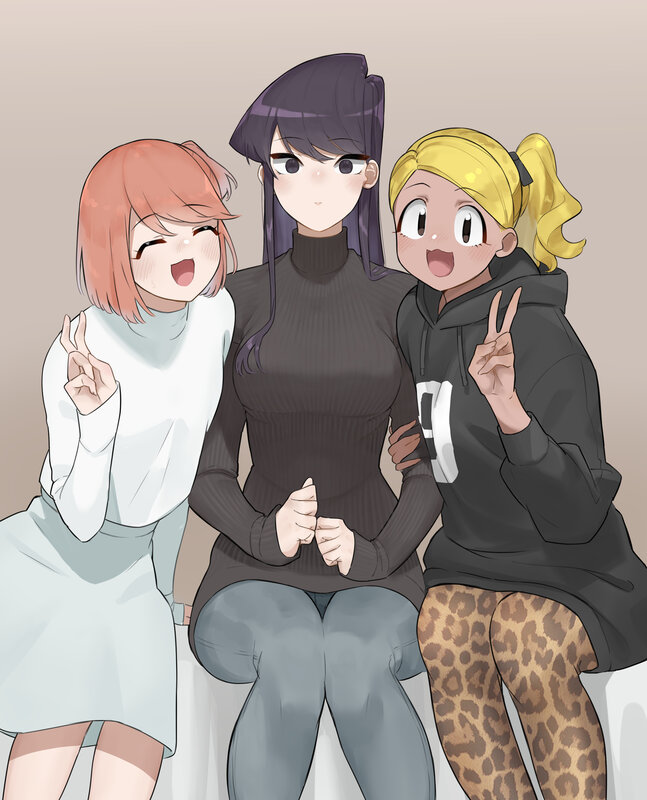 Three Girls Posing Together — Gray