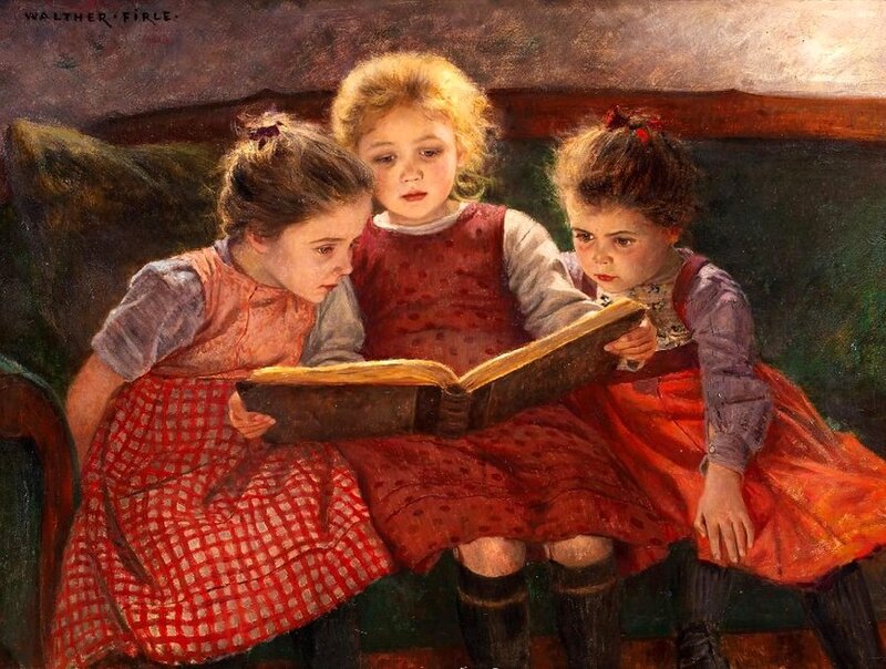 Three Girls Reading Book