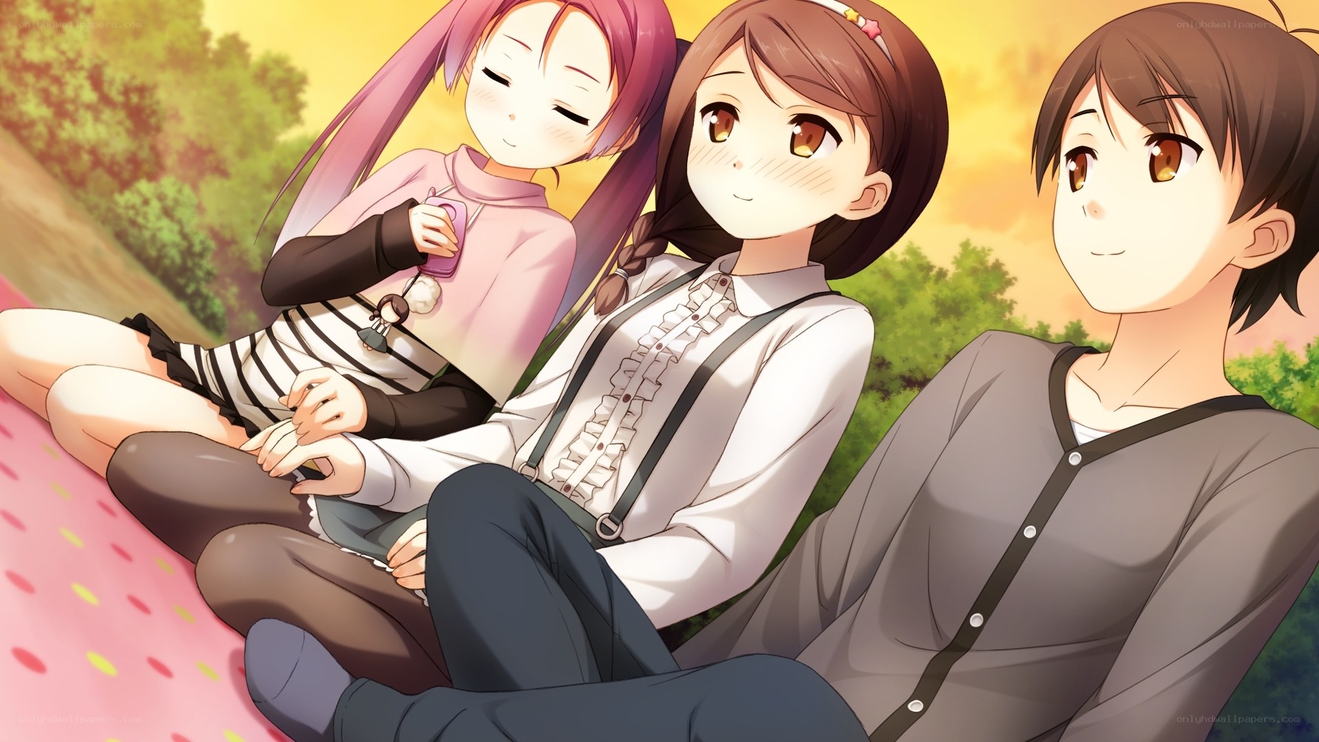 Three girls relaxing together