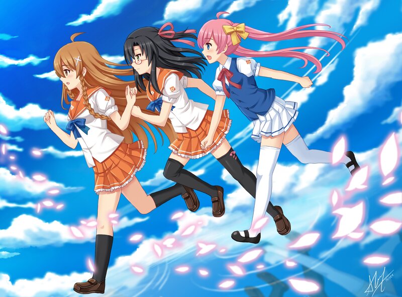 Three Girls Running