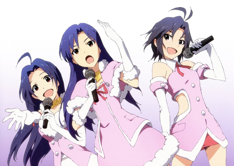 Three girls singing in pink outfits