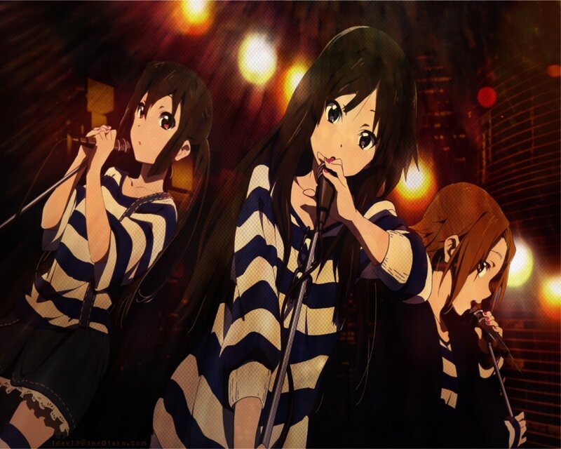 Three Girls Singing on Stage — Black