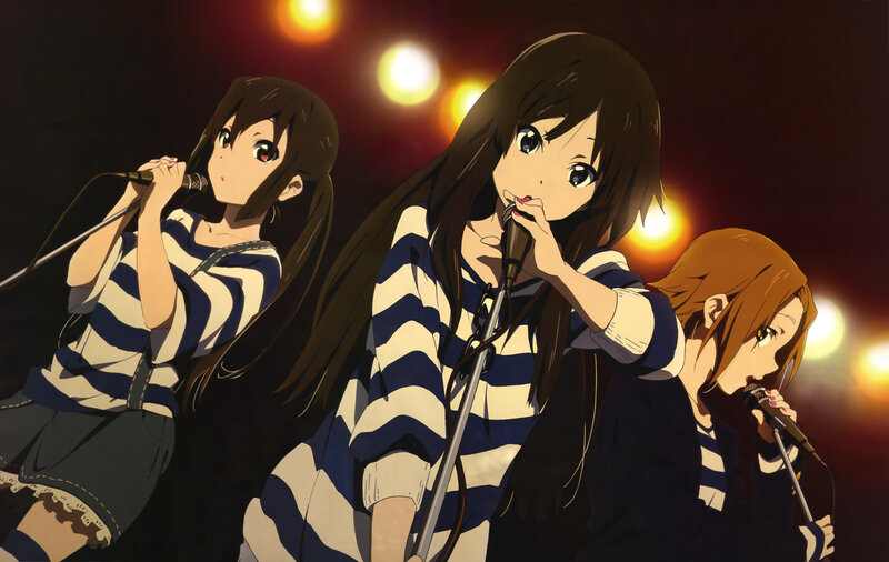 Three Girls Singing on Stage — Blue
