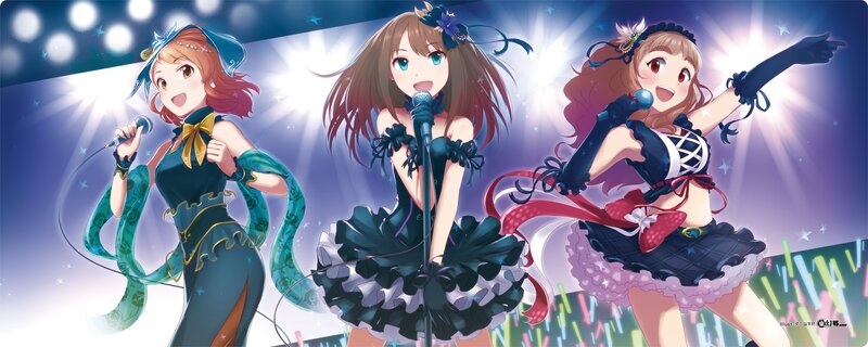 Three girls singing on stage