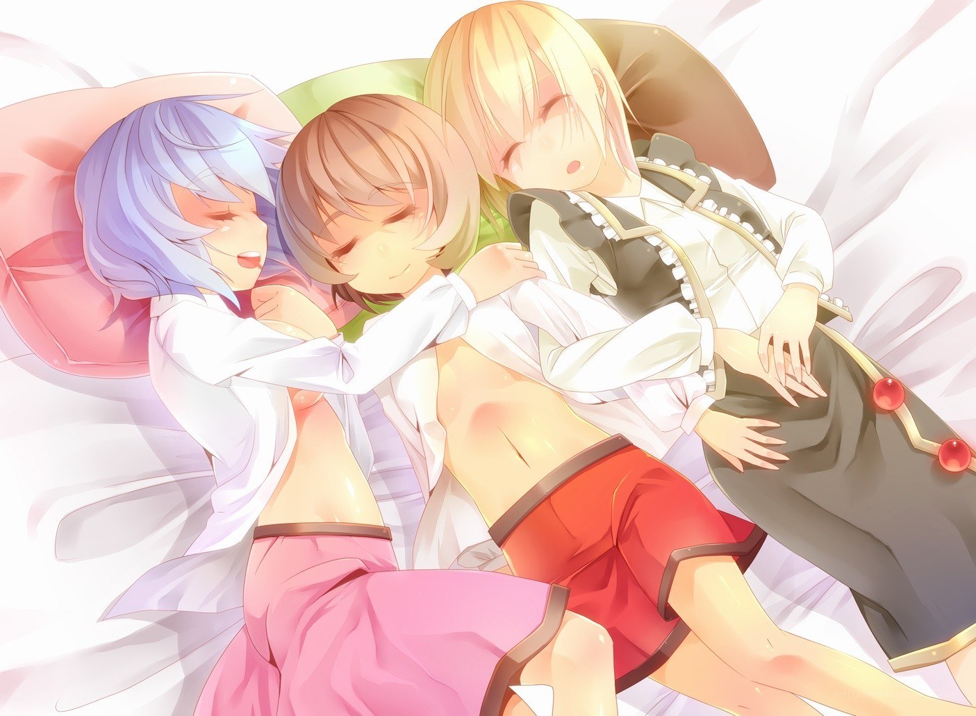 Three girls sleeping together