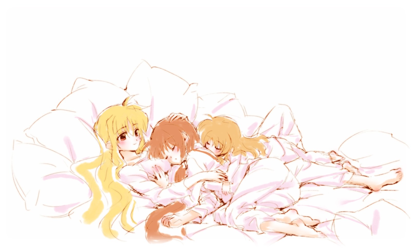 three girls sleeping together