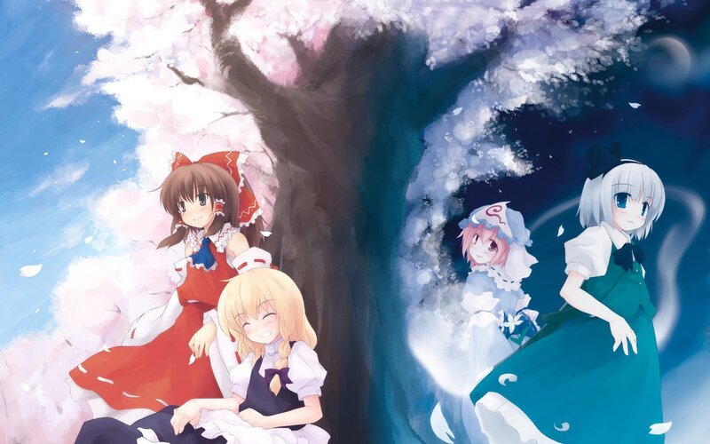 Three Girls under Cherry Blossoms — Blue