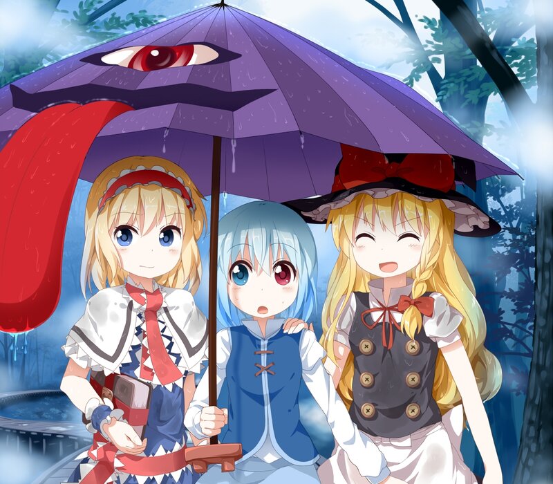 Three Girls under Umbrella — Purple