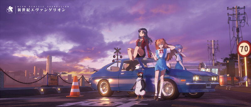 Three Girls with a Car