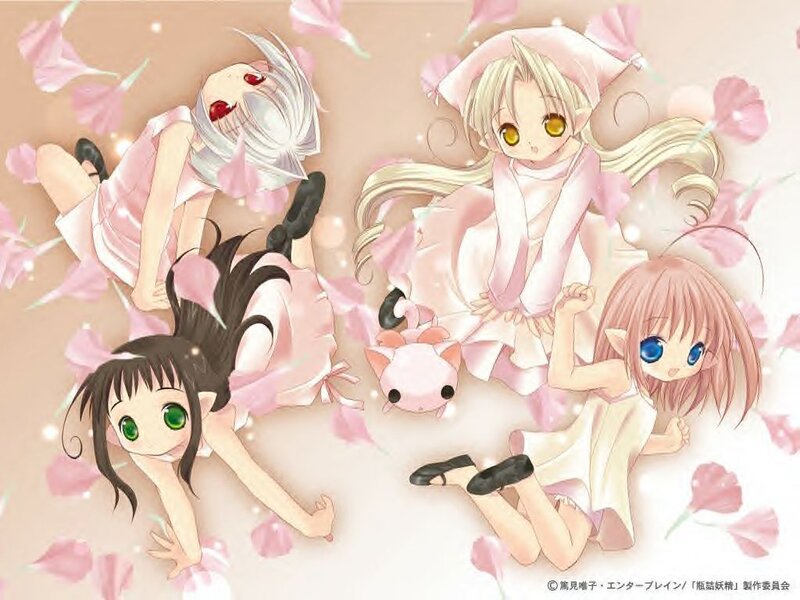 Three Girls with a Cat — Pink, Peaceful