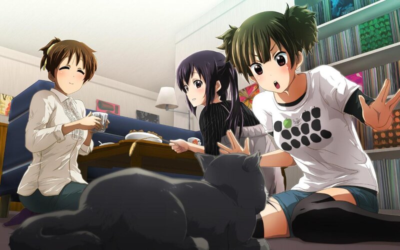 Three Girls with a Cat — White