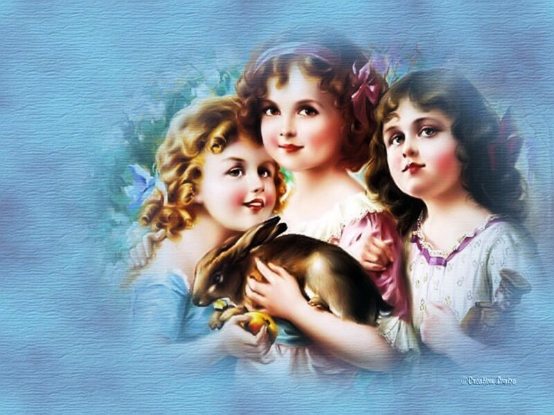 Three Girls with a Rabbit