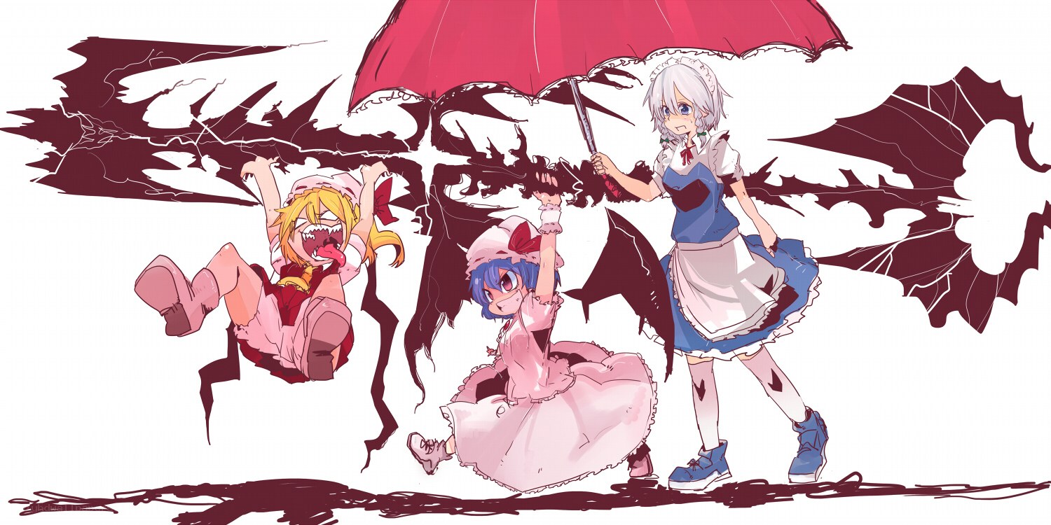 Three girls with an umbrella