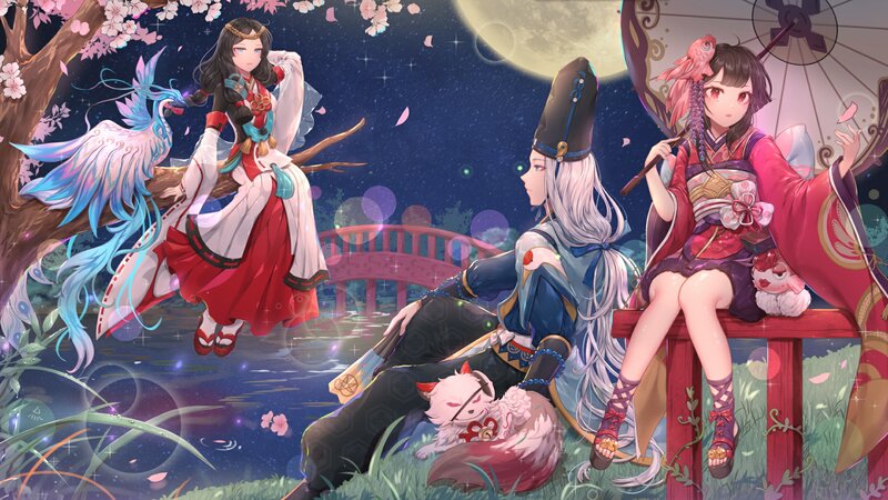 Three Girls with Animals