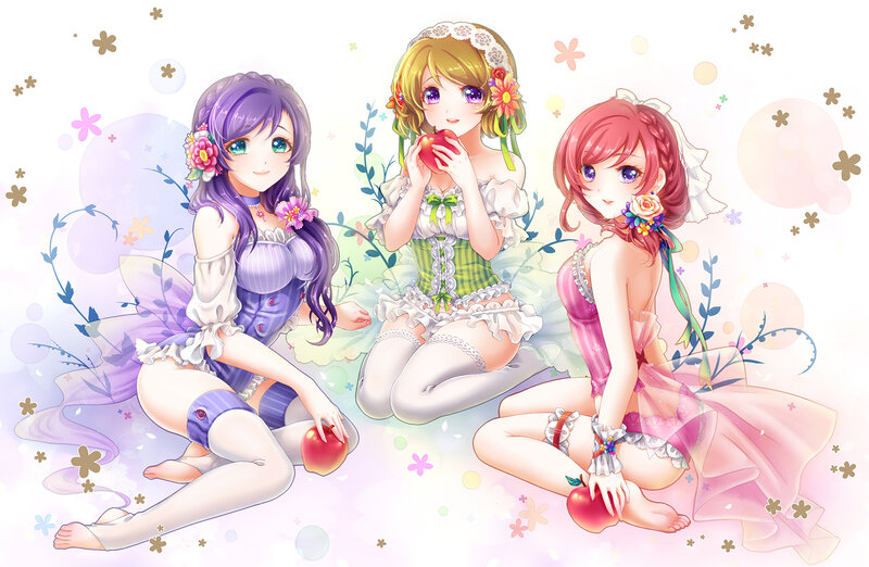 Three Girls with Apples — Purple