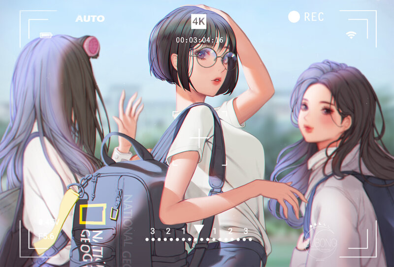 Three Girls with Backpacks