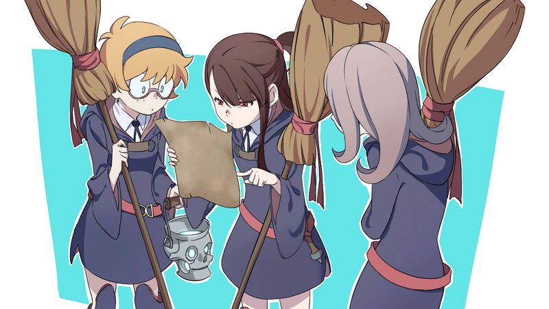 Three Girls with Brooms