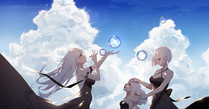 Three Girls with Bubbles
