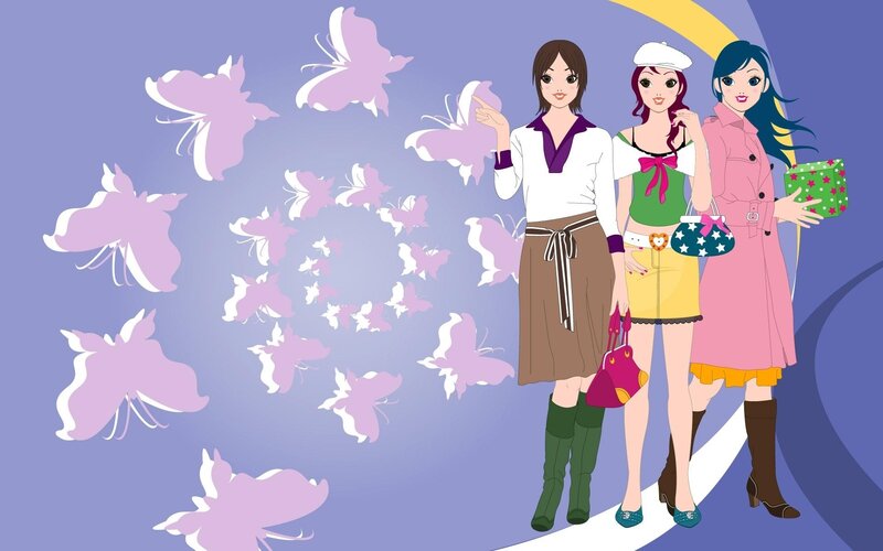 three girls with butterflies