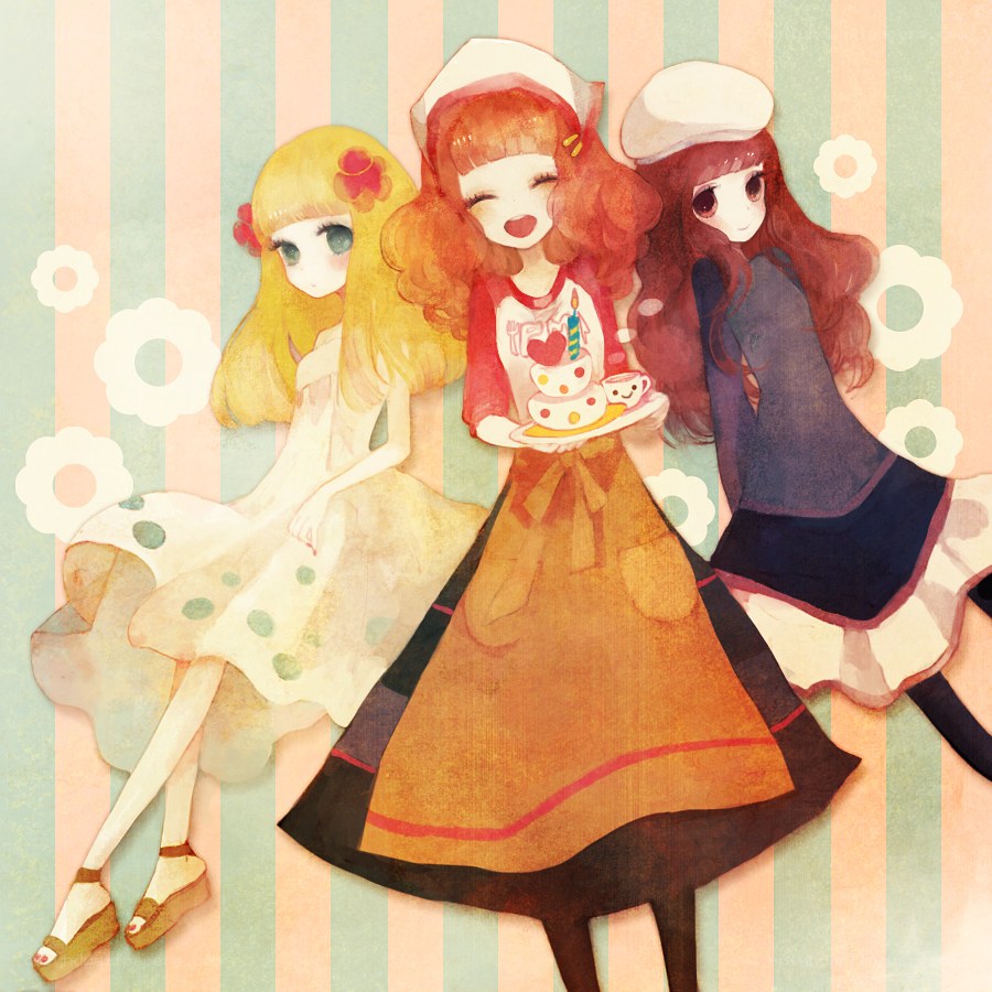 Three girls with cake