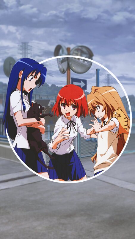 Three Girls with Cats — Blue