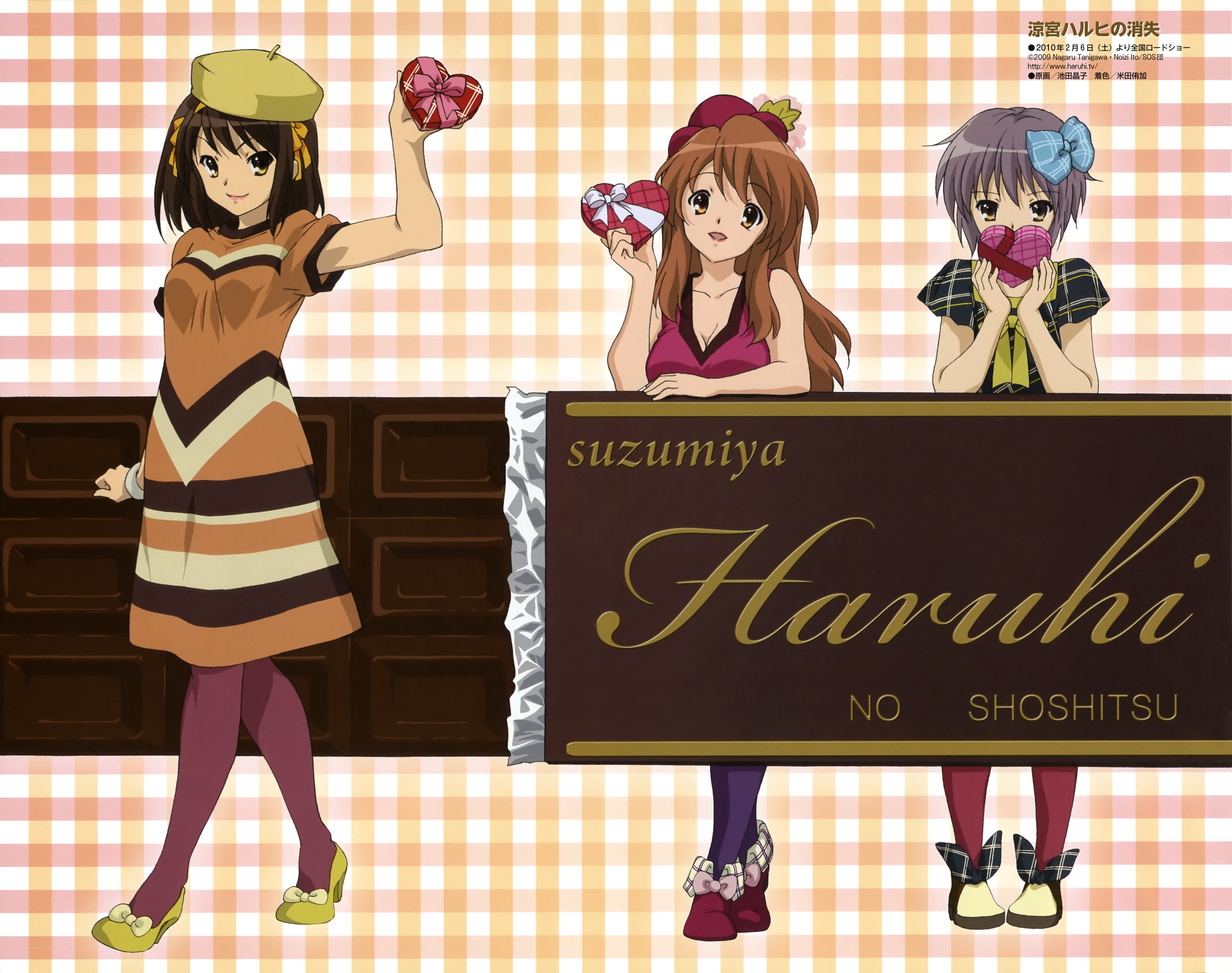 Three girls with chocolate hearts