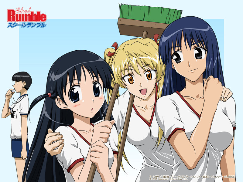 Three Girls with Cleaning Tools
