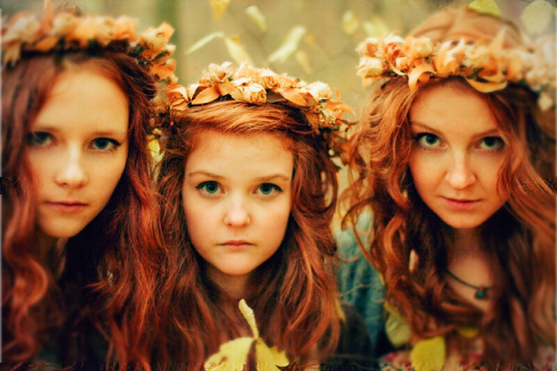 Three Girls with Flower Crowns — Brown