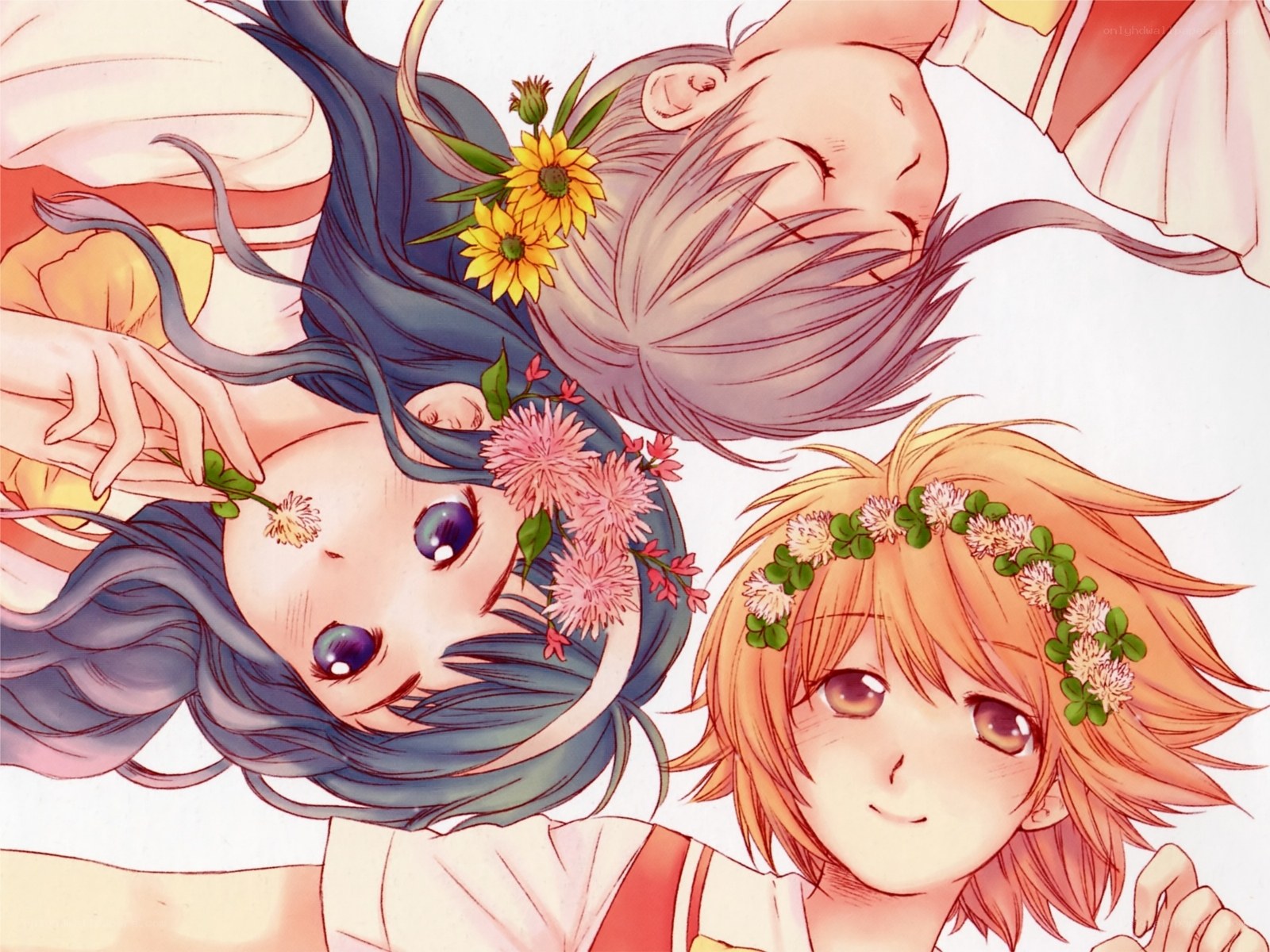 three girls with flower crowns