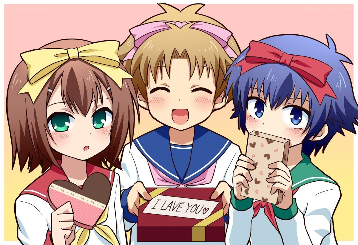 Three girls with gifts