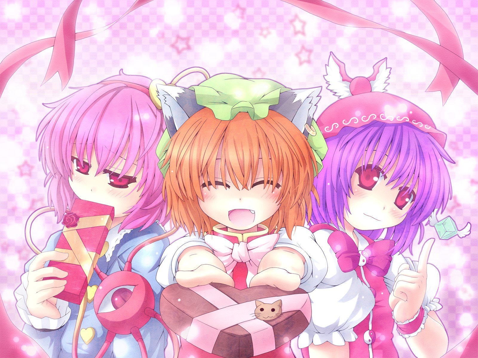 Three girls with gifts
