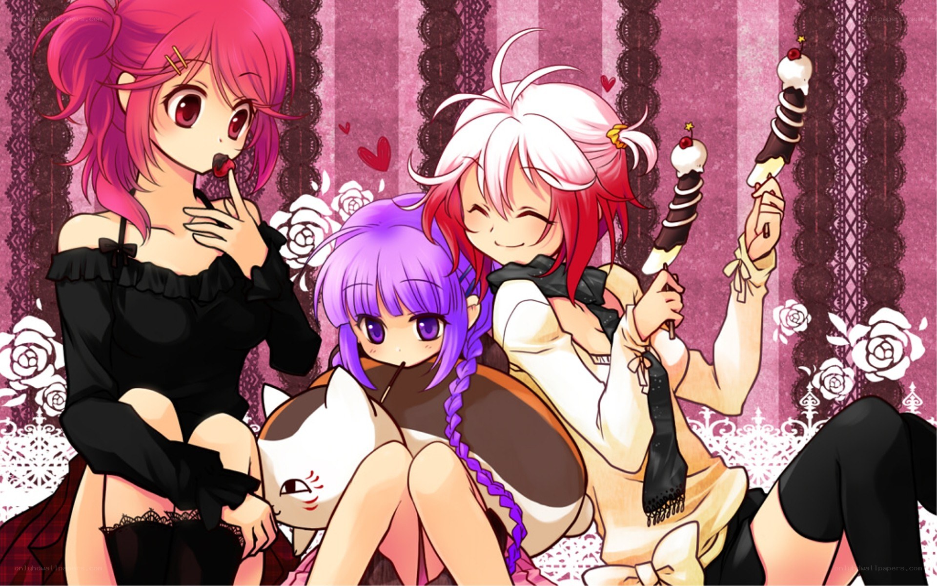 Three girls with ice cream