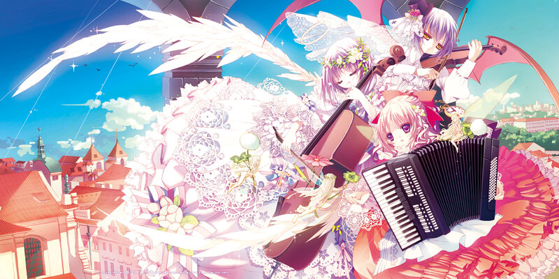 Three Girls with Instruments — Blue, Dreamy, Afternoon