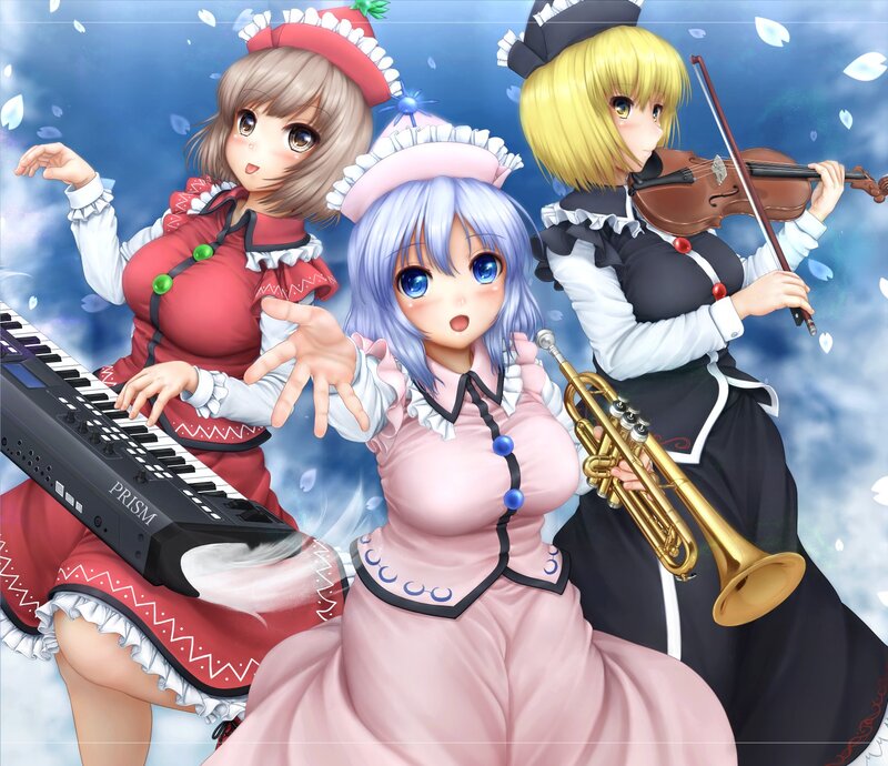 Three Girls with Instruments — Blue