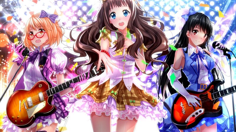 Three Girls with Instruments — Purple, Energetic