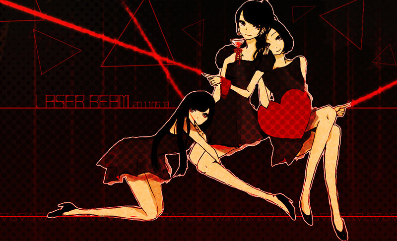 three girls with laser beams