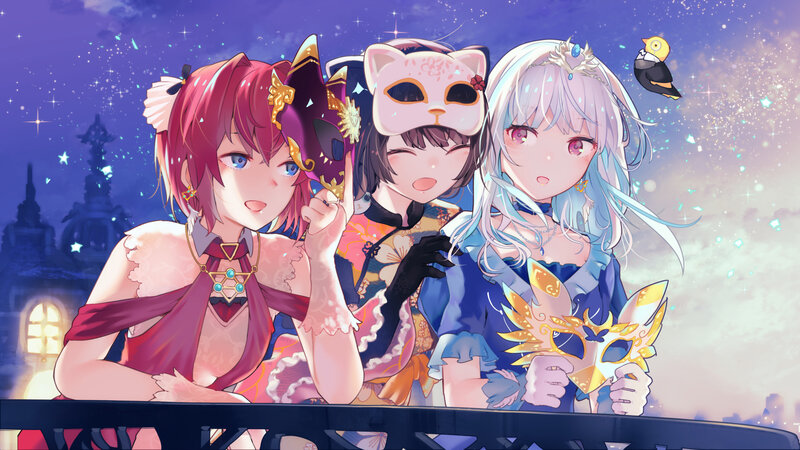 Three Girls with Masks