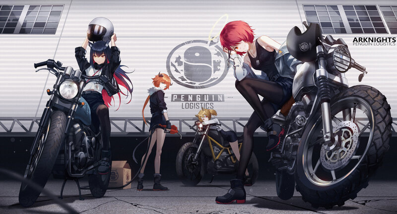Three Girls with Motorcycles