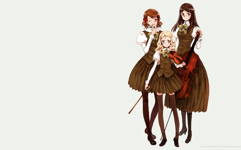 three girls with musical instruments