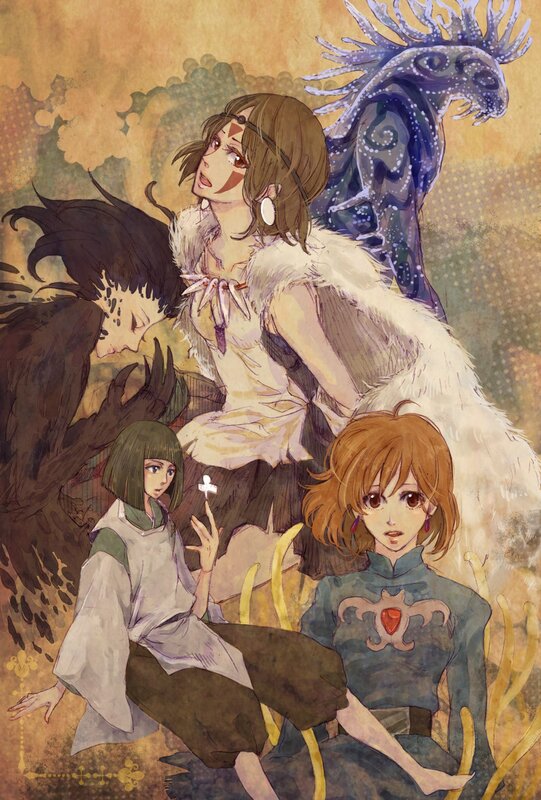 Three Girls with Mythical Creatures — Brown