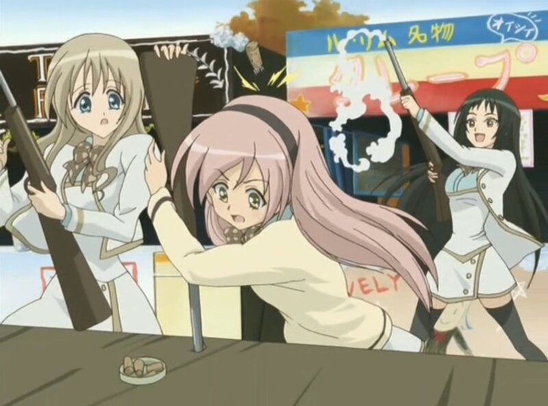 Three Girls with Rifles — White